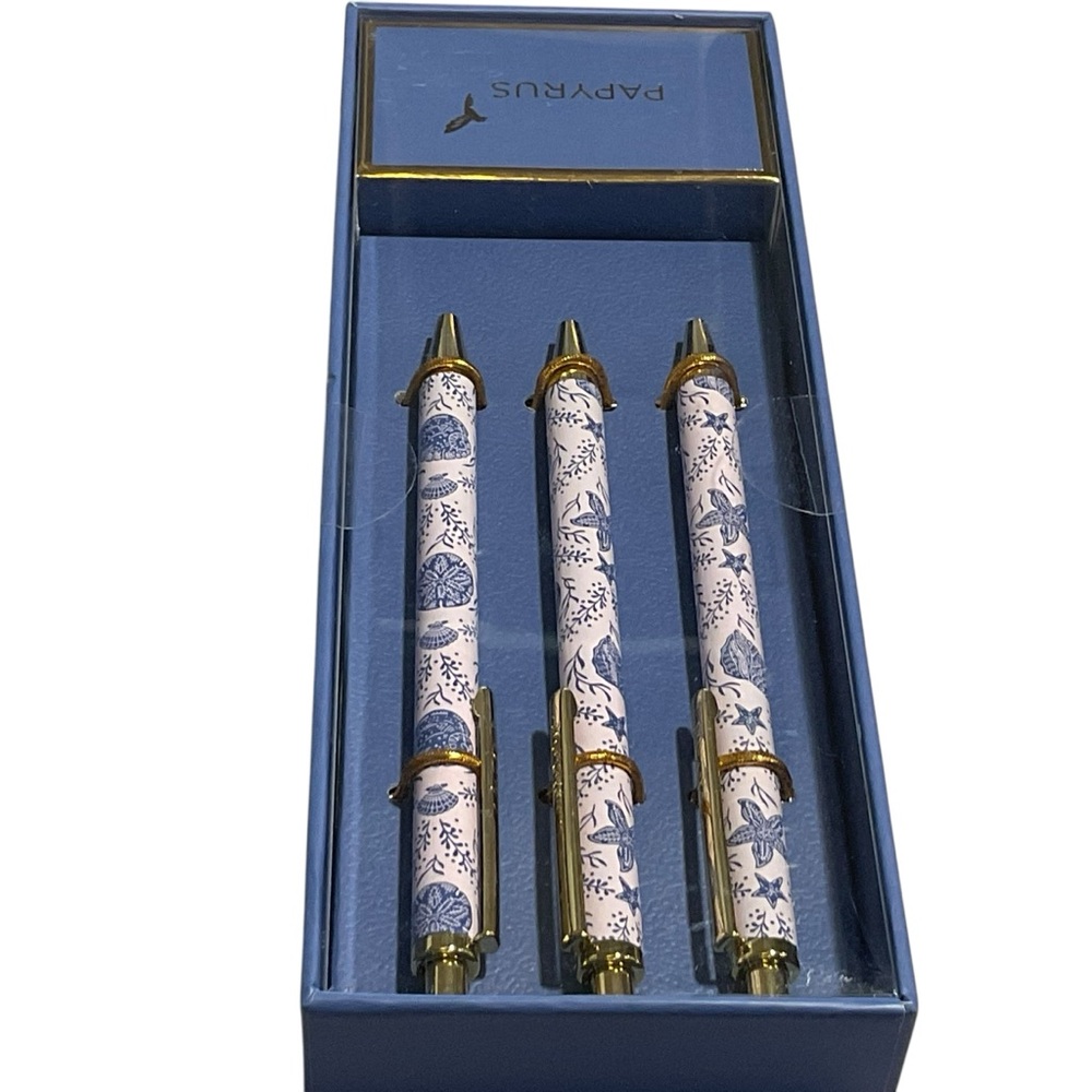 Papyrus Set of three click pens with seashell design. NIB. - Picture 3 of 4
